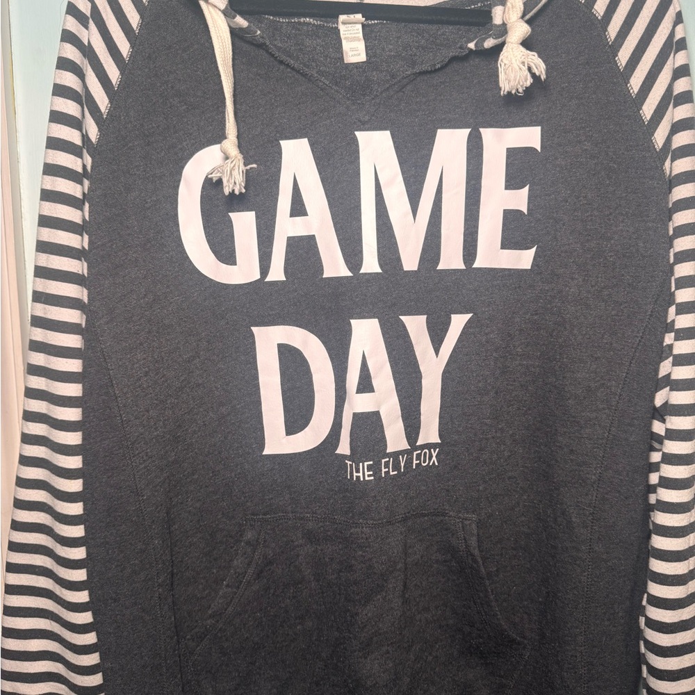 Football Game Day Hoodie Fly Fox - Black and White
